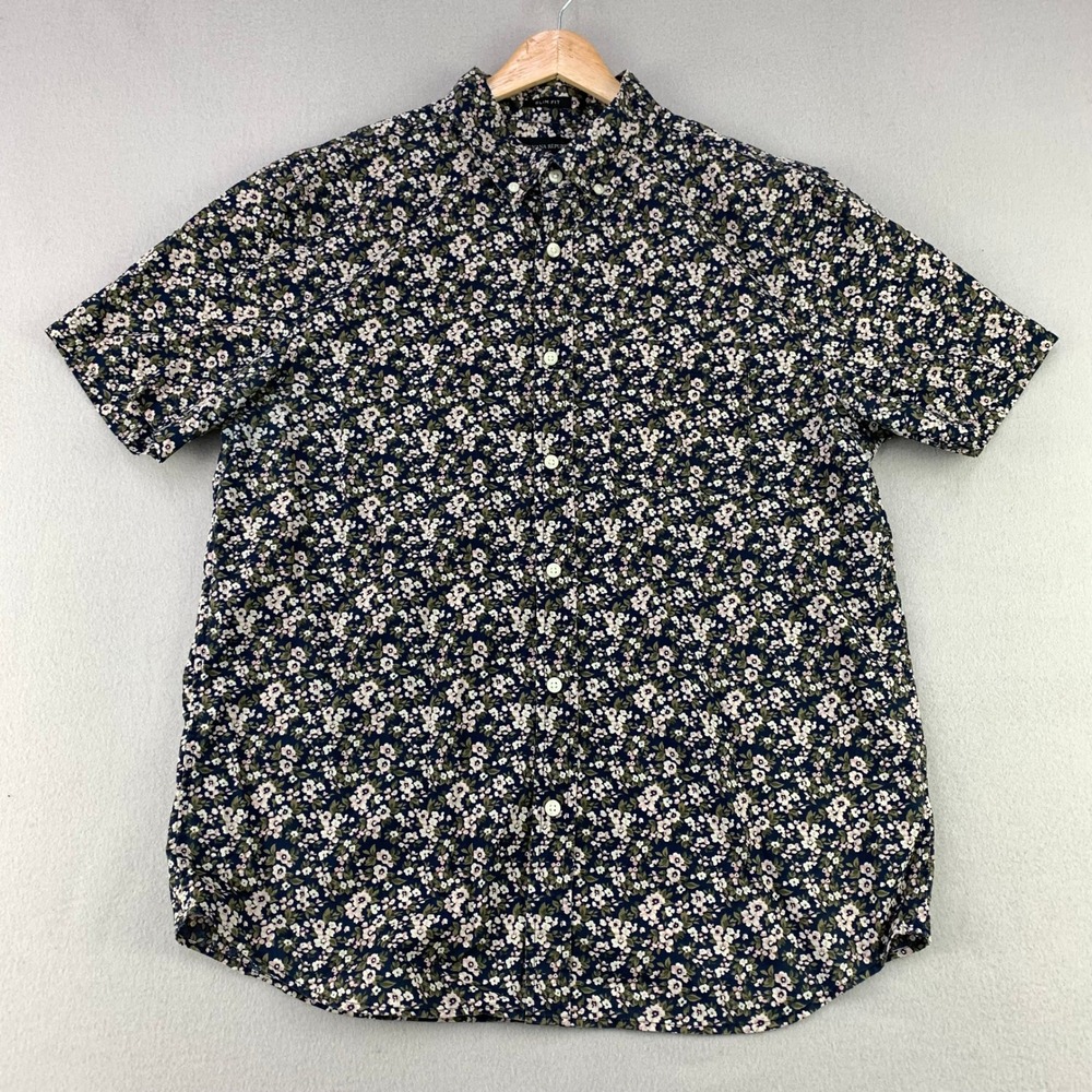 Banana Republic Slim Fit Shirt Mens Large Preppy Floral Short Sleeve Button Up